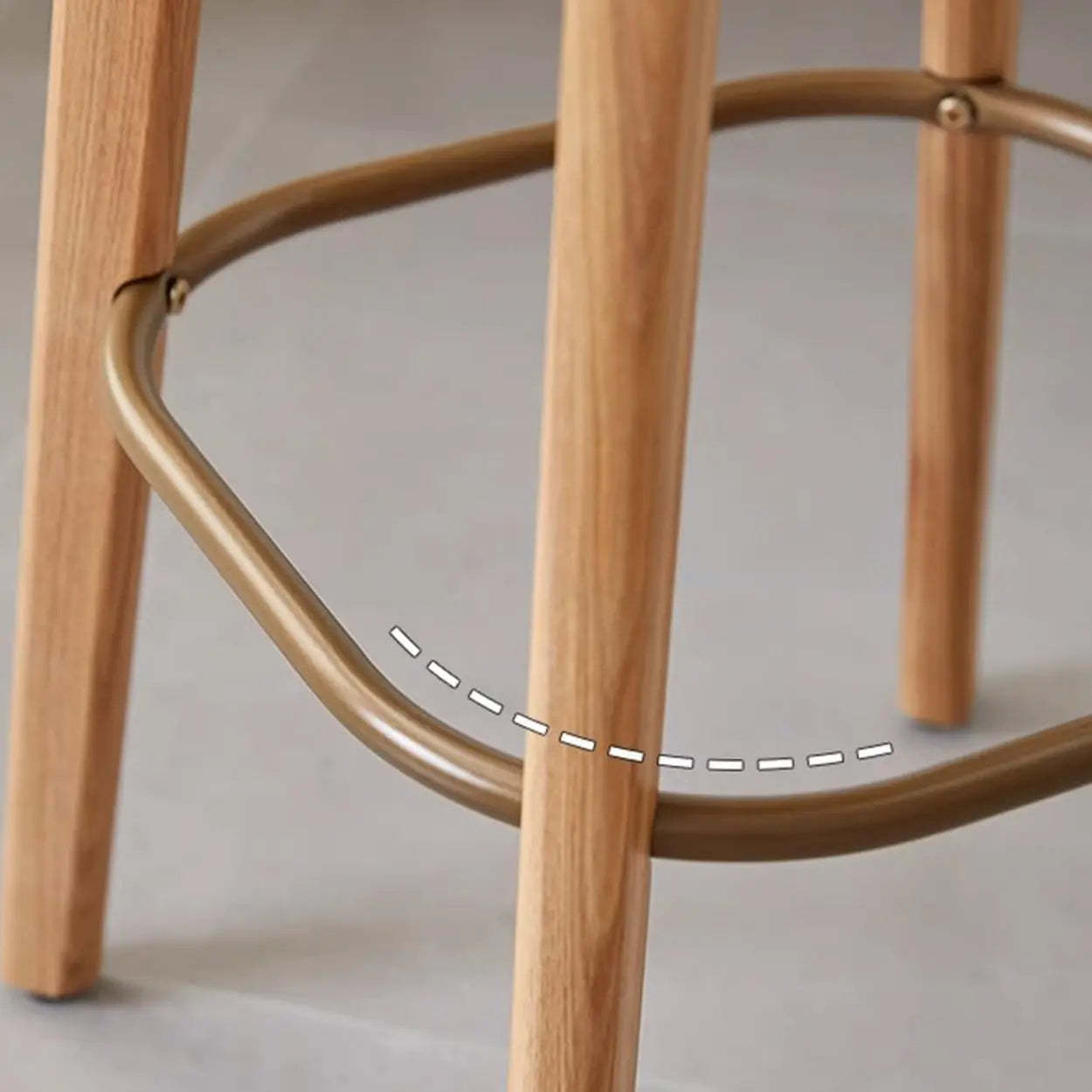 Leather Tufted Wood Bar Stool with Footrest