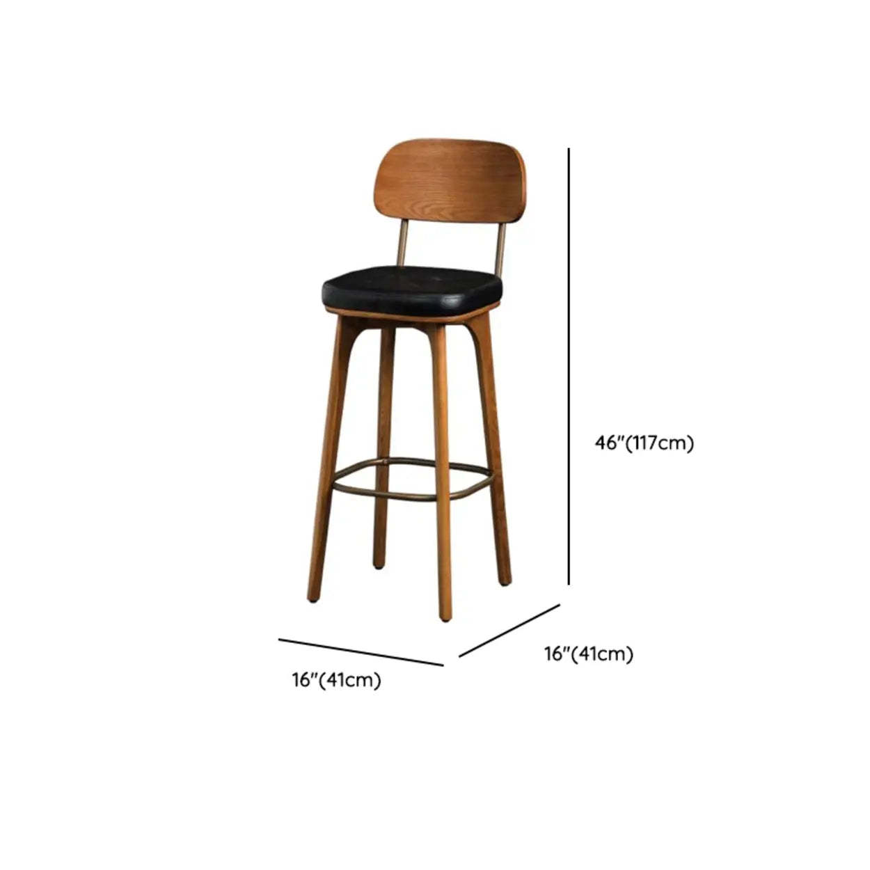Leather Tufted Wood Bar Stool with Footrest