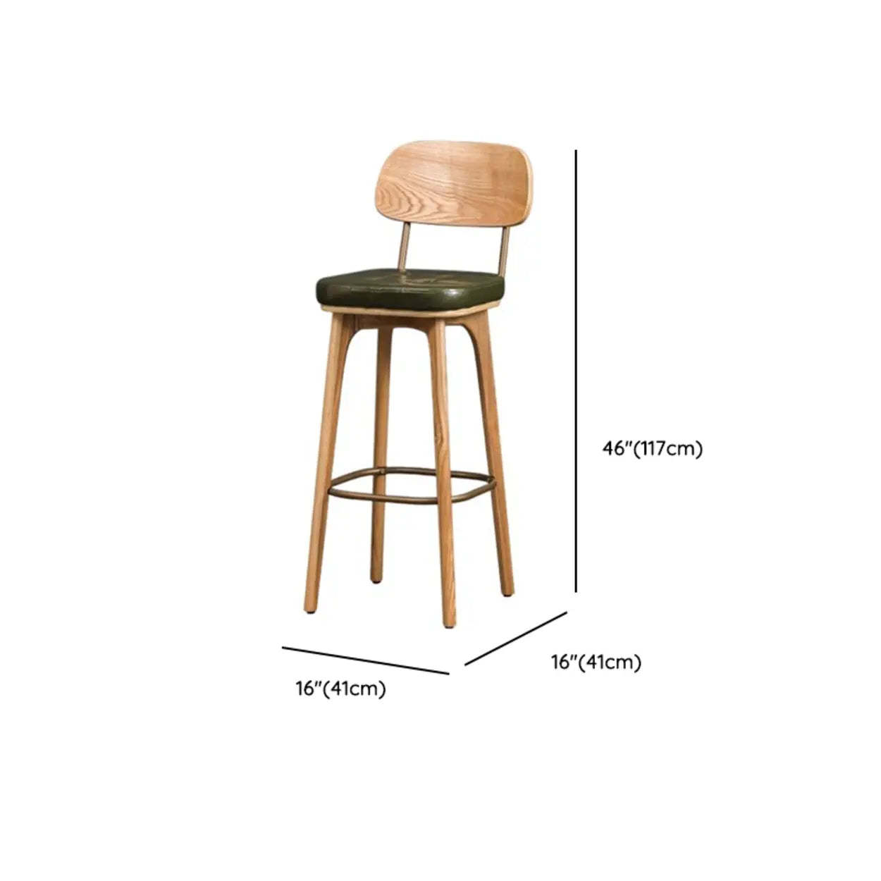 Leather Tufted Wood Bar Stool with Footrest