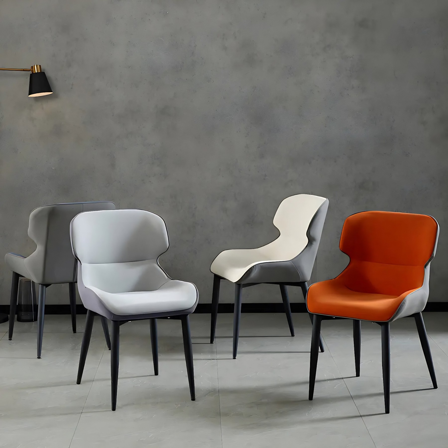 Leather Wingback Dining Chair with Metal Legs