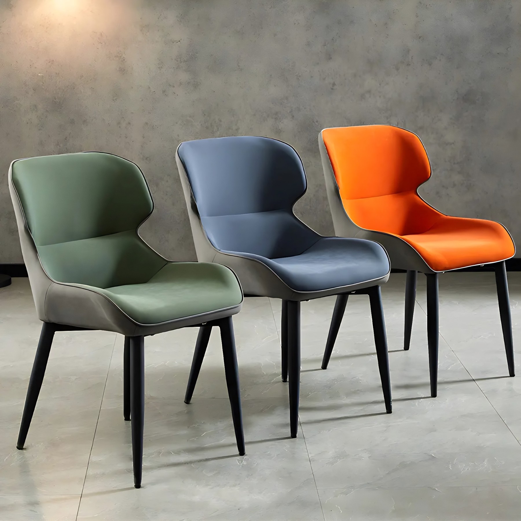 Leather Wingback Dining Chair with Metal Legs