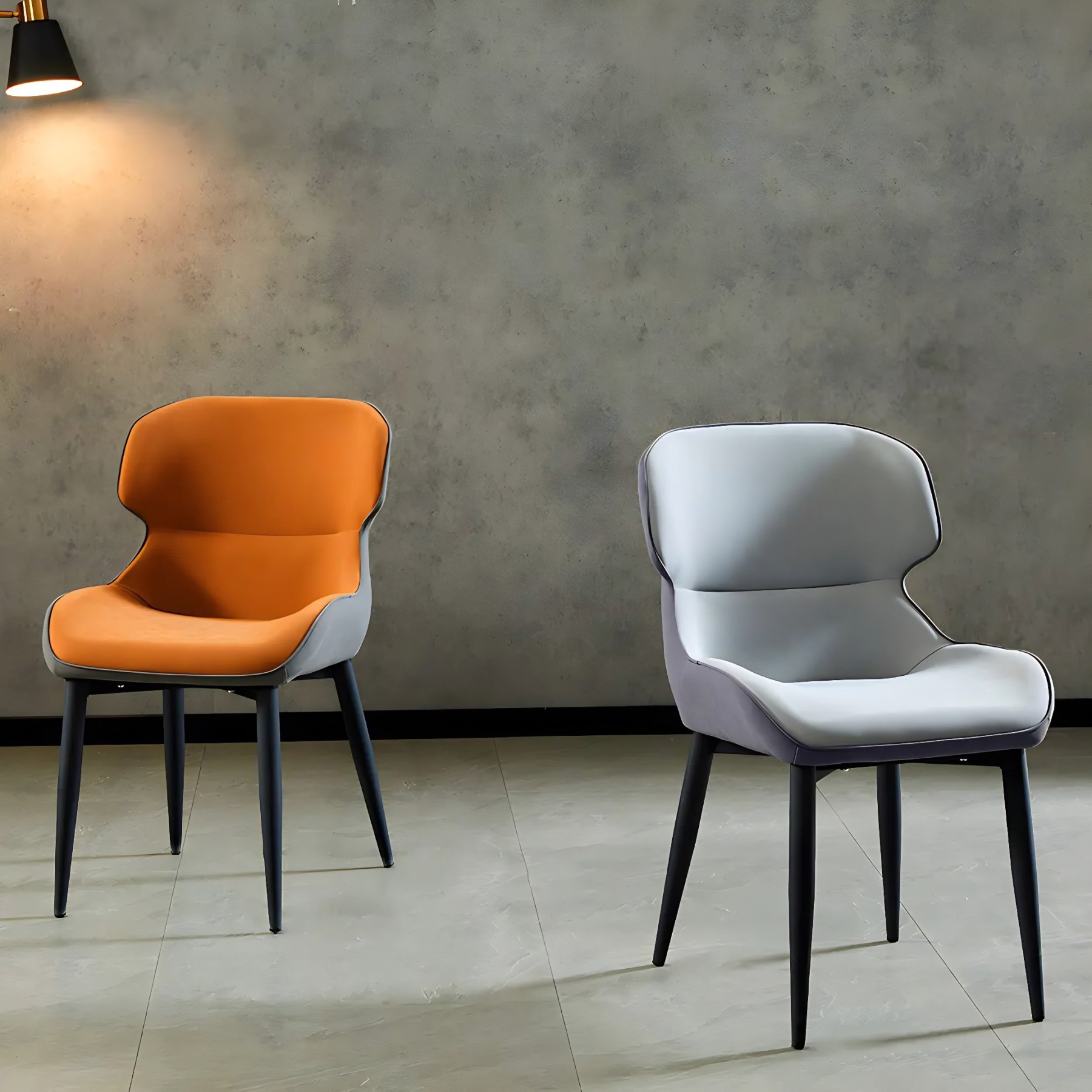 Leather Wingback Dining Chair with Metal Legs