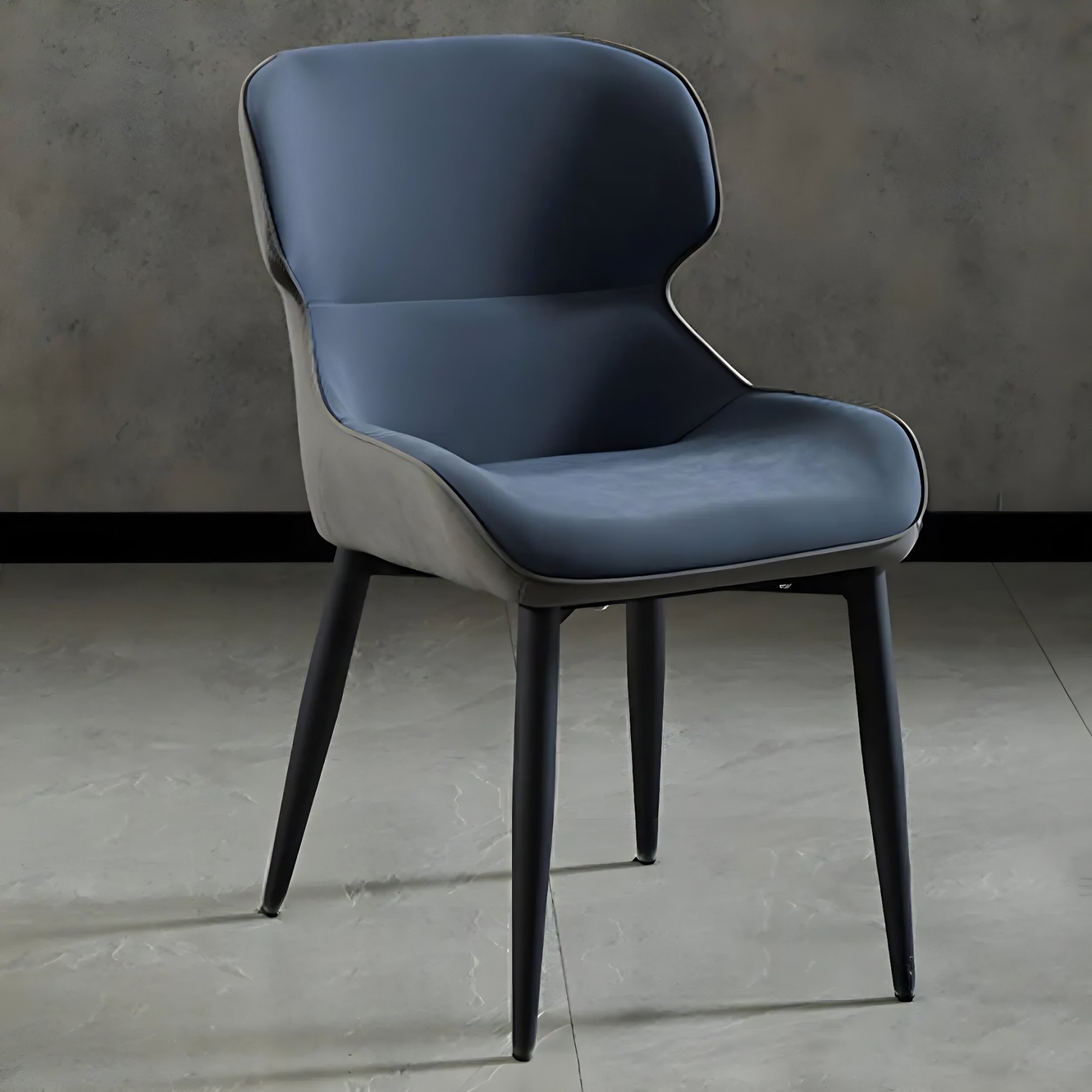 Leather Wingback Dining Chair with Metal Legs