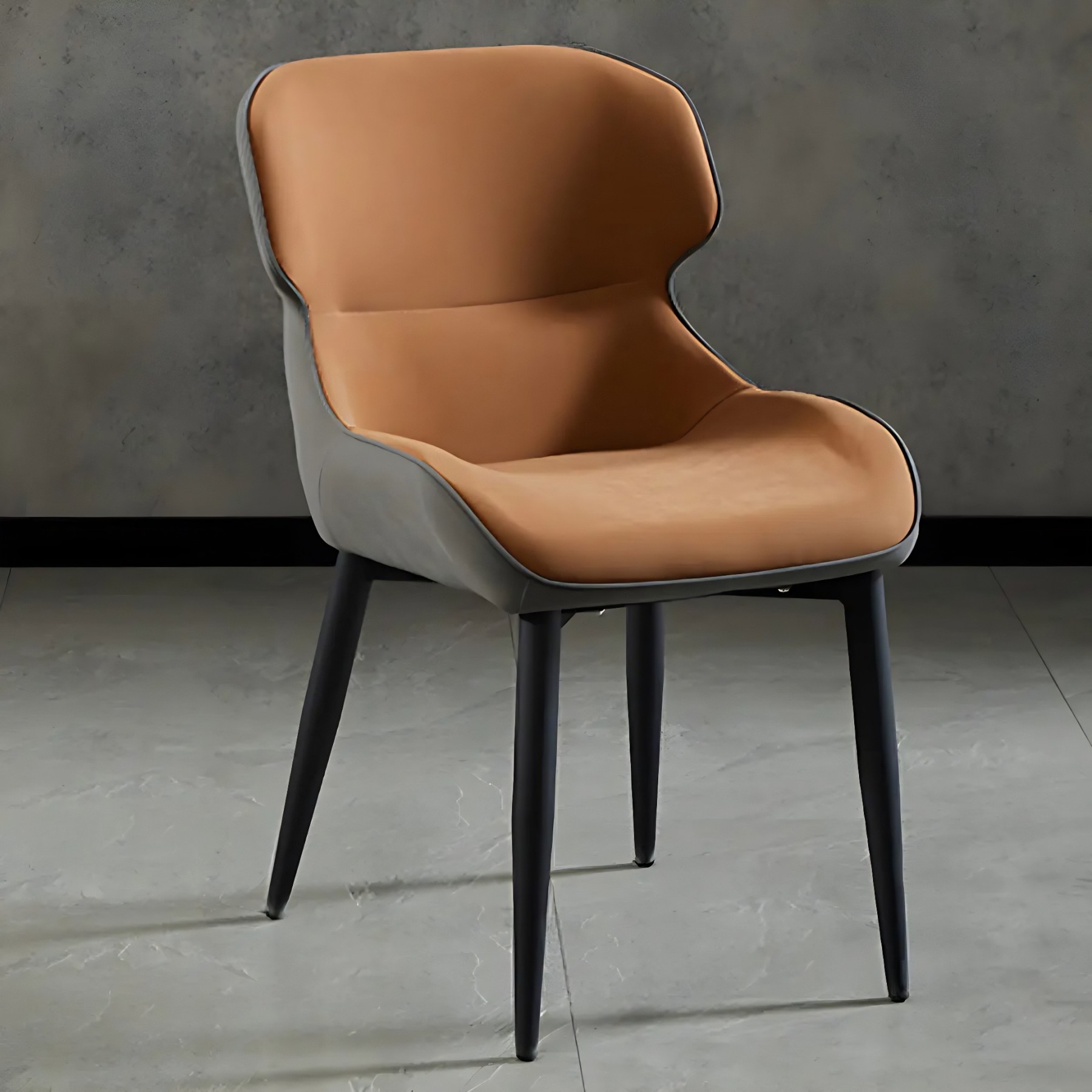 Leather Wingback Dining Chair with Metal Legs