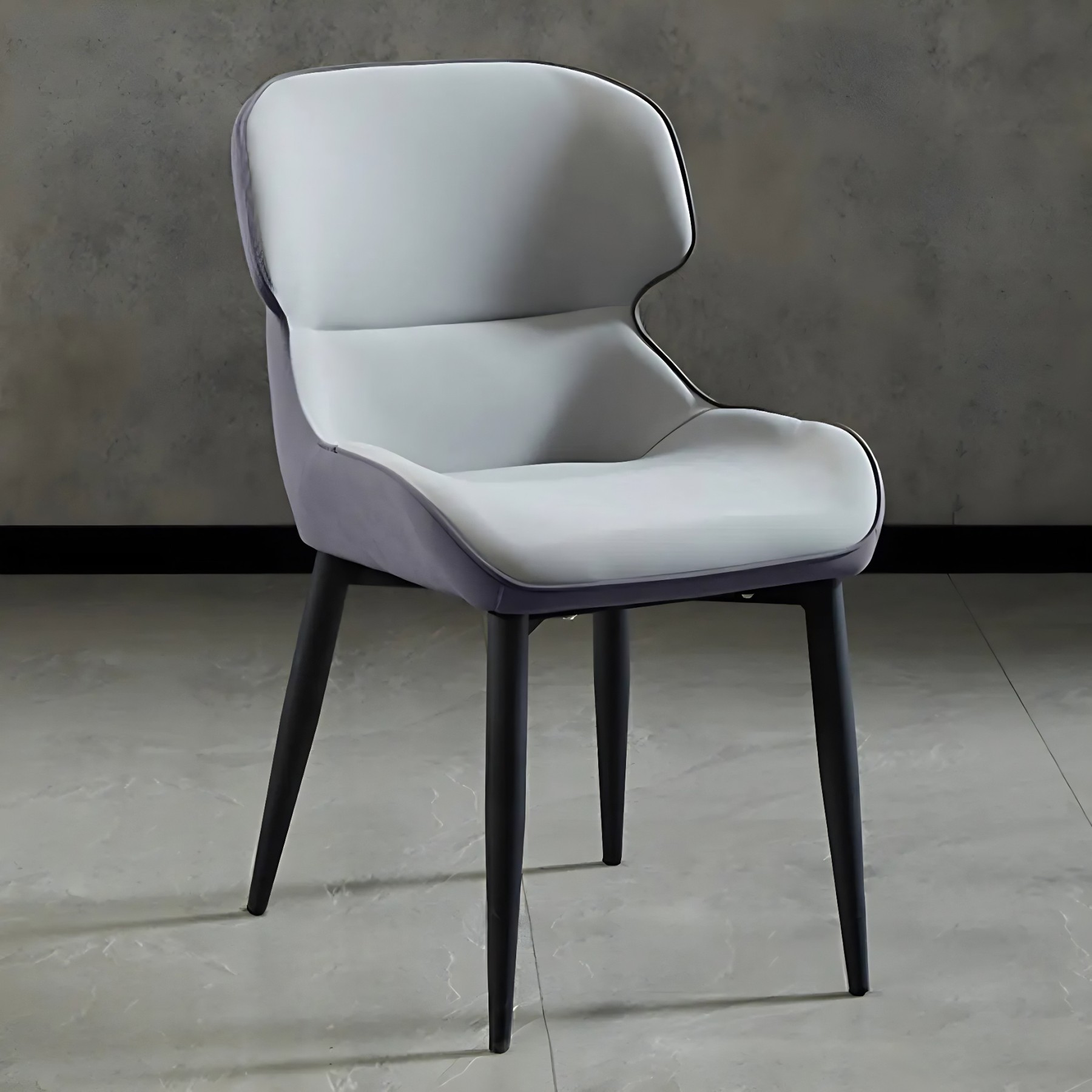 Leather Wingback Dining Chair with Metal Legs