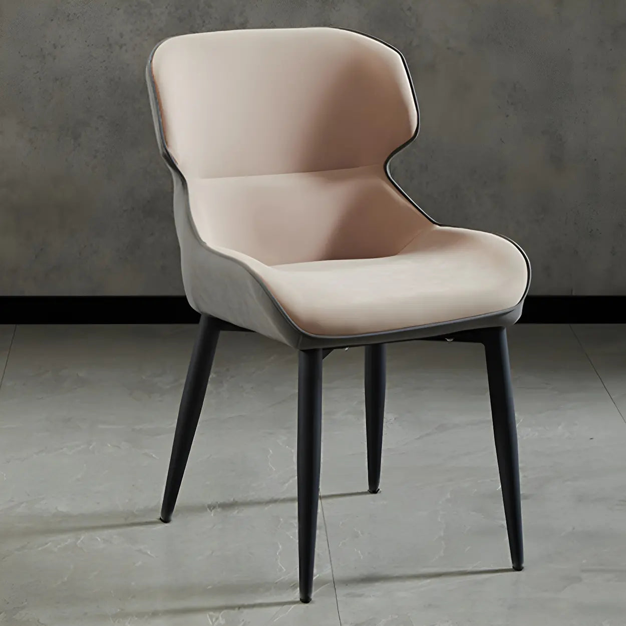 Leather Wingback Dining Chair with Metal Legs