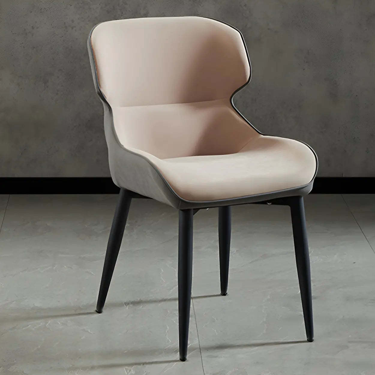 Leather Wingback Dining Chair with Metal Legs