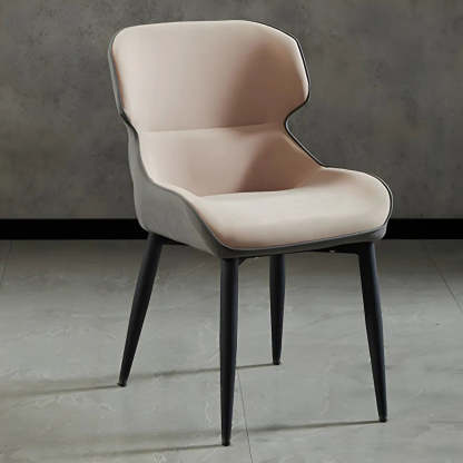 Leather Wingback Dining Chair with Metal Legs