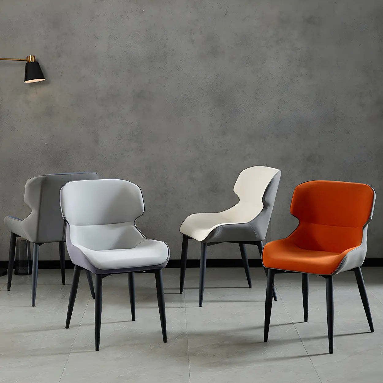 Wingback legs metal leather wood office chairs for kitchen