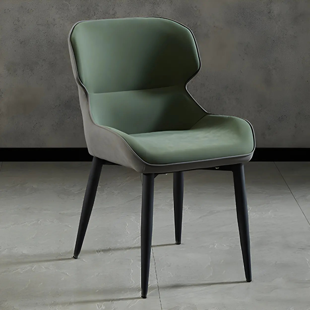 Leather Wingback Dining Chair with Metal Legs