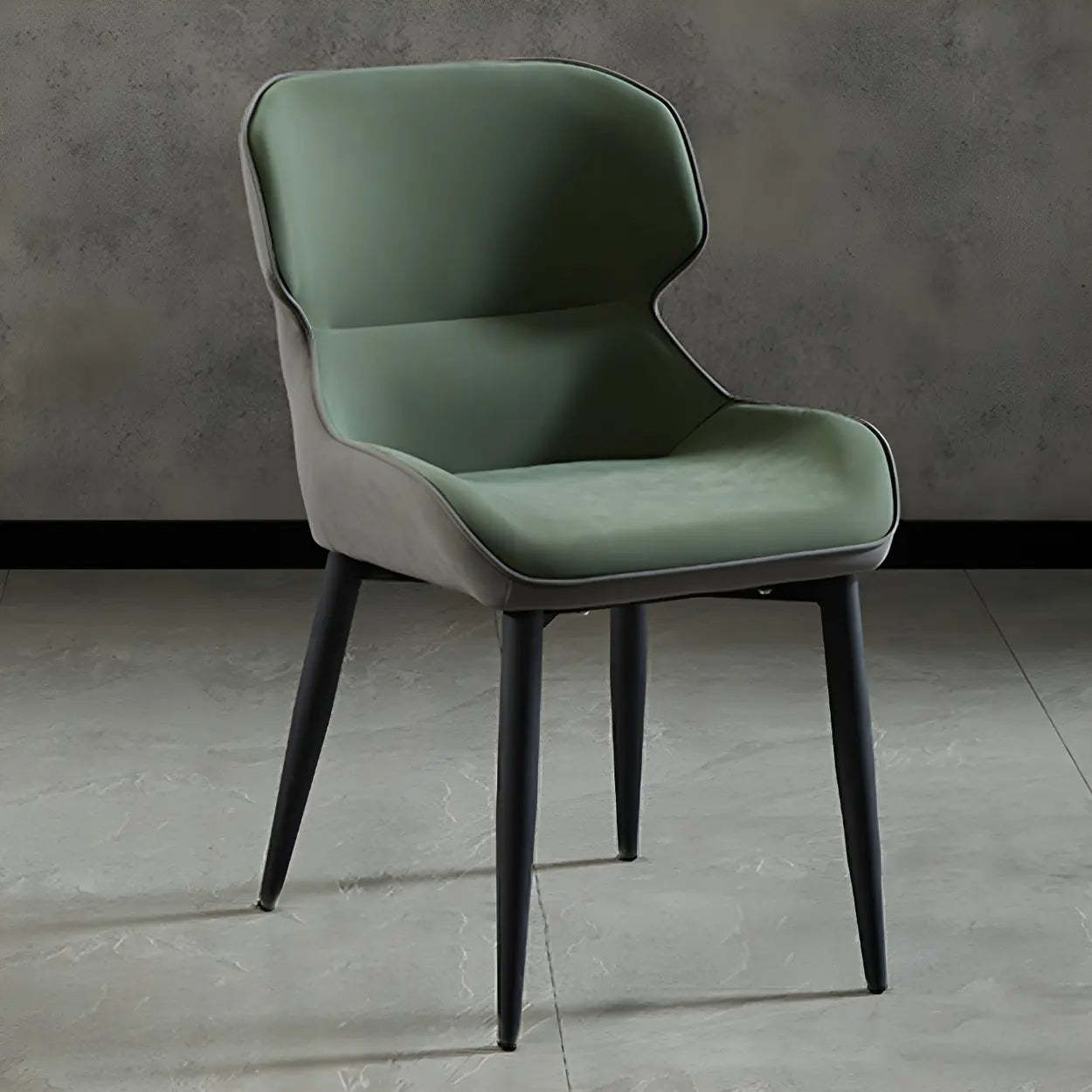 Leather Wingback Dining Chair with Metal Legs