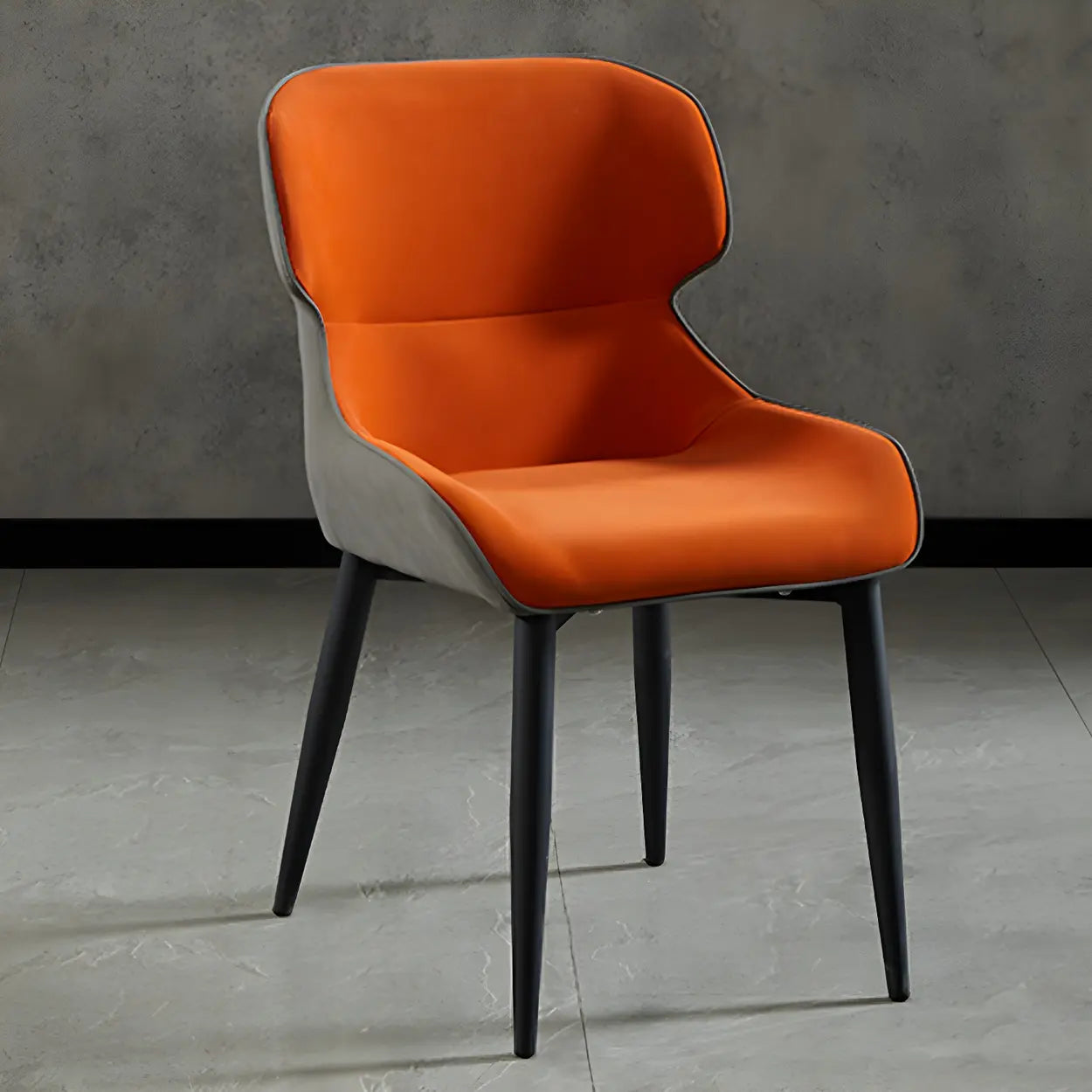 Leather Wingback Dining Chair with Metal Legs