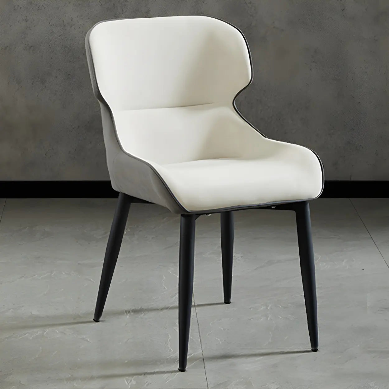 Leather Wingback Dining Chair with Metal Legs
