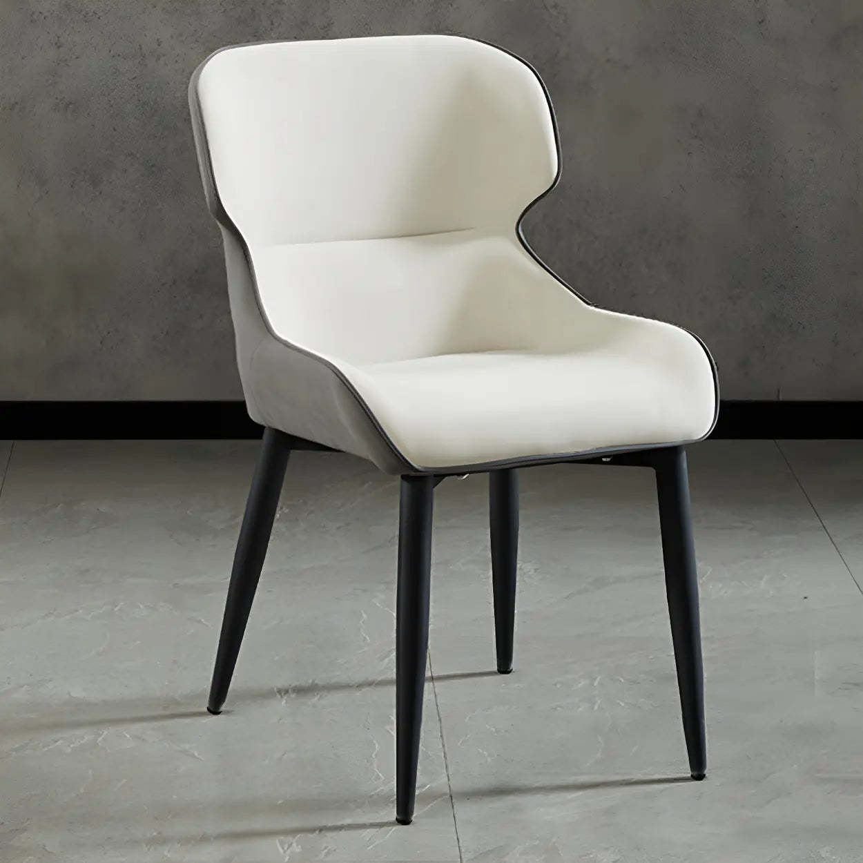 Leather Wingback Dining Chair with Metal Legs