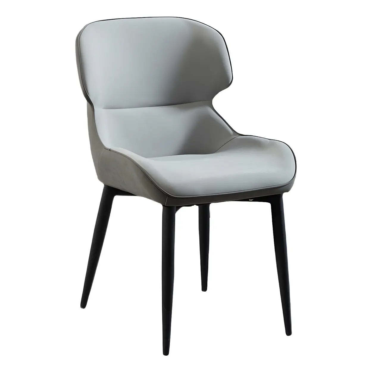 Leather Wingback Dining Chair with Metal Legs — 1 Piece / Light Gray