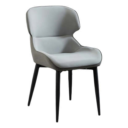 Leather Wingback Dining Chair with Metal Legs — 1 Piece / Light Gray
