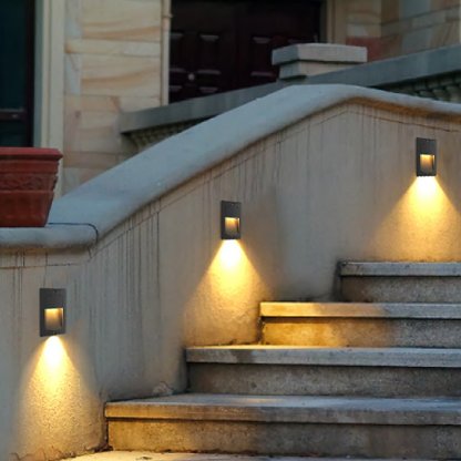Rectangle Waterproof LED Black Modern Outdoor Step Lights Recessed Stair Sconces-Lighom