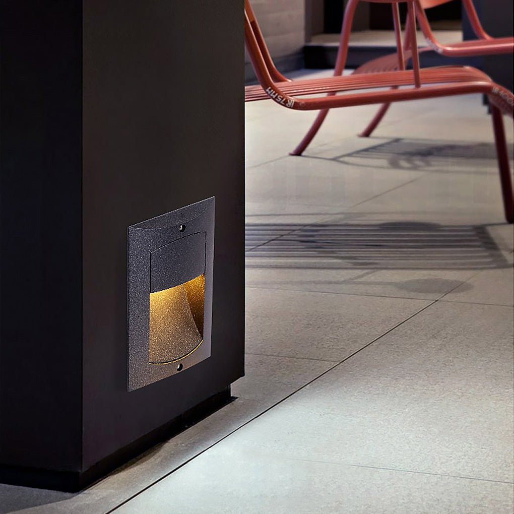 Rectangle Waterproof LED Black Modern Outdoor Step Lights Recessed Stair Sconces-Lighom
