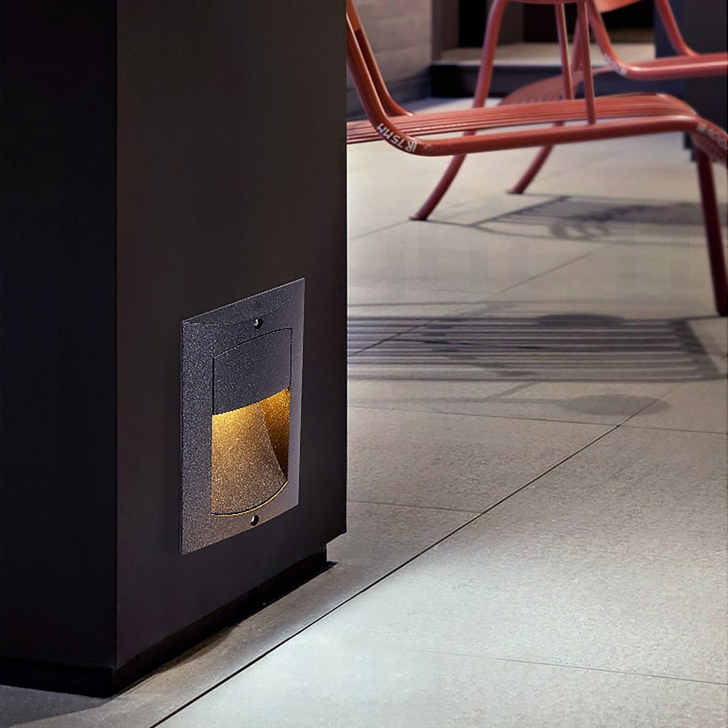 Rectangle Waterproof LED Black Modern Outdoor Step Lights Recessed Stair Sconces-Lighom