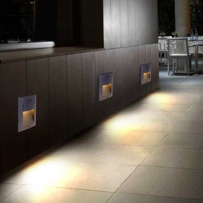 Rectangle Waterproof LED Black Modern Outdoor Step Lights Recessed Stair Sconces-Lighom