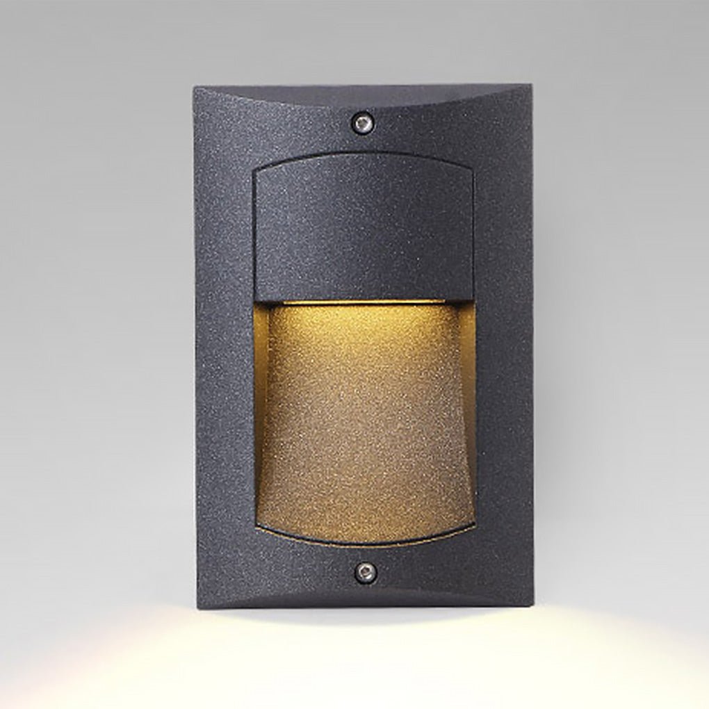 Rectangle Waterproof LED Black Modern Outdoor Step Lights Recessed Stair Sconces-Lighom