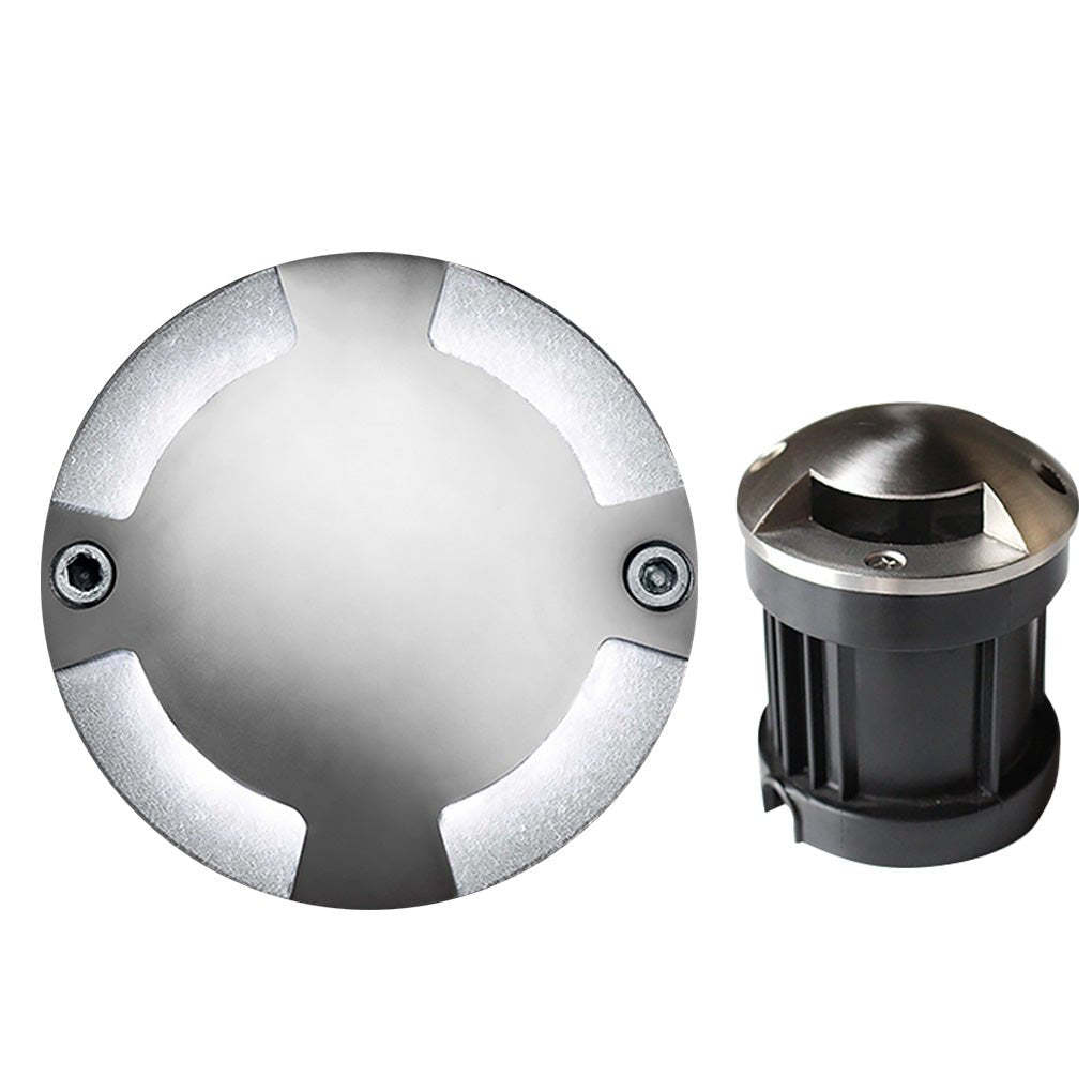 Round DC12V Modern Recessed LED Step Lights Waterproof Underground Garden Deck Lighting-Lighom