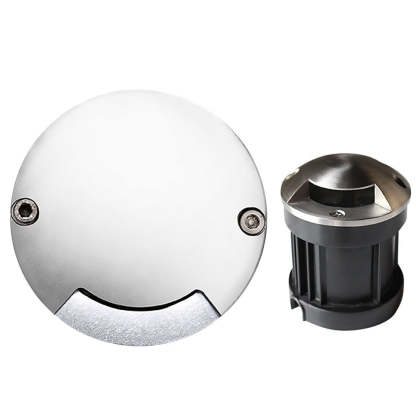 Round DC12V Modern Recessed LED Step Lights Waterproof Underground Garden Deck Lighting-Lighom