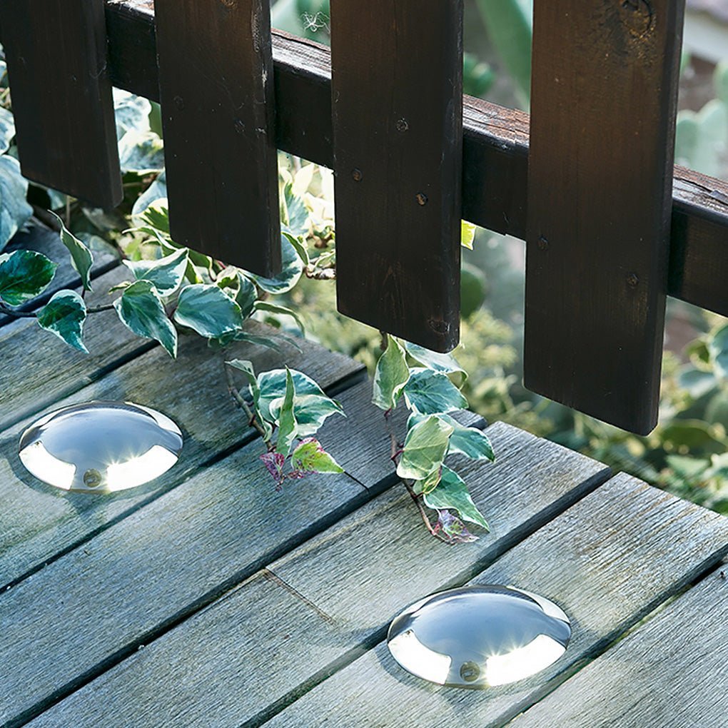 Round DC12V Modern Recessed LED Step Lights Waterproof Underground Garden Deck Lighting-Lighom