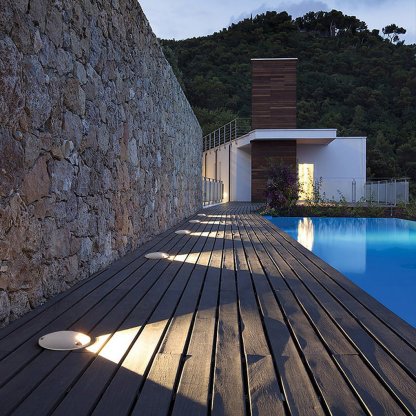 Round DC12V Modern Recessed LED Step Lights Waterproof Underground Garden Deck Lighting-Lighom