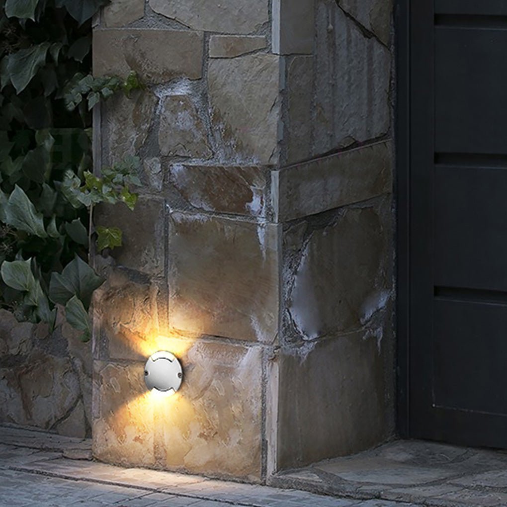 Round DC12V Modern Recessed LED Step Lights Waterproof Underground Garden Deck Lighting-Lighom