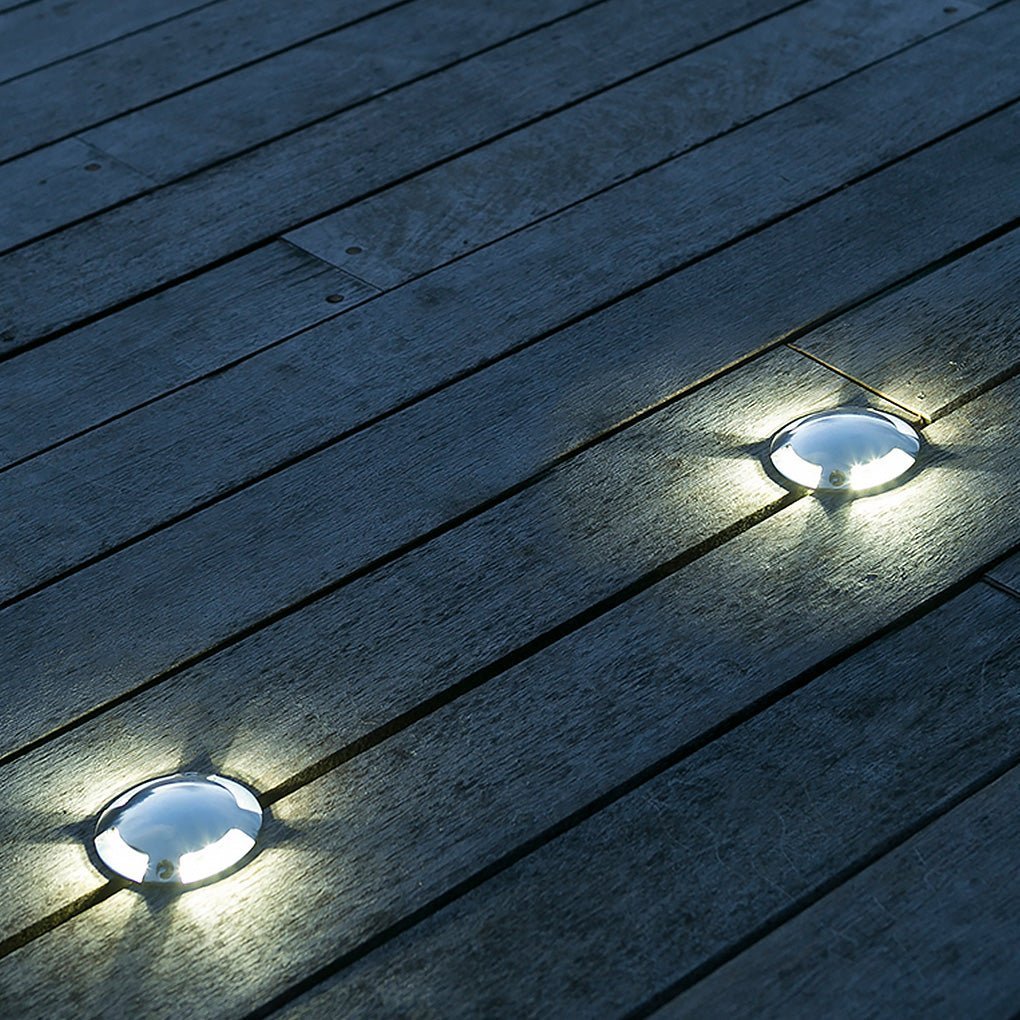 Round DC12V Modern Recessed LED Step Lights Waterproof Underground Garden Deck Lighting-Lighom