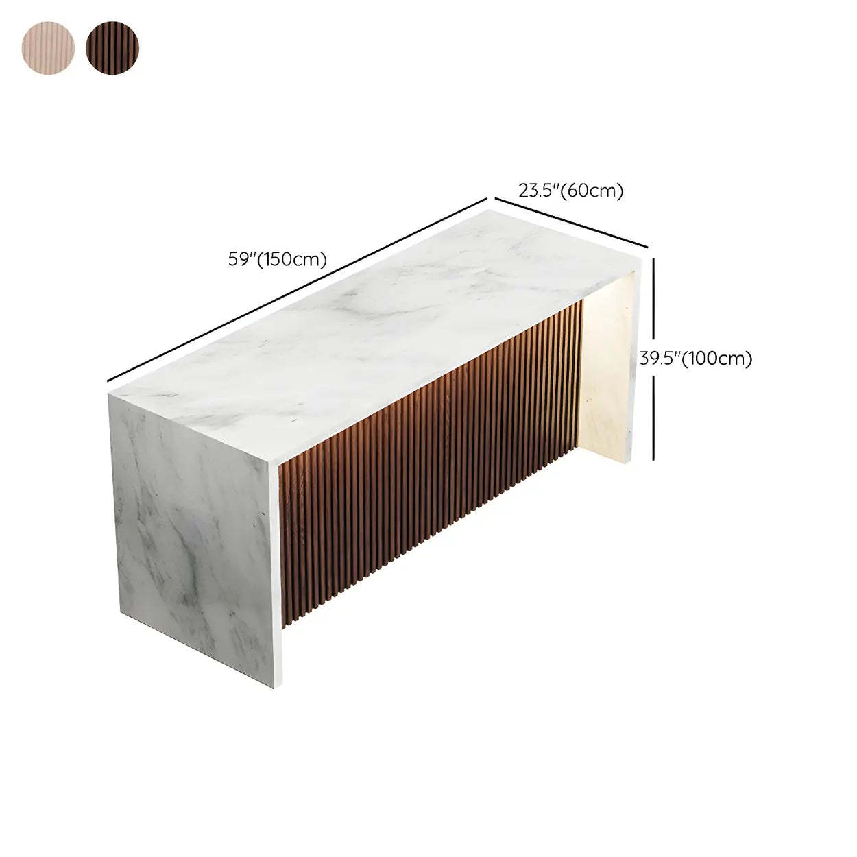 Modern LED White Marble Tall Bar Table — White-Brown / Table Only