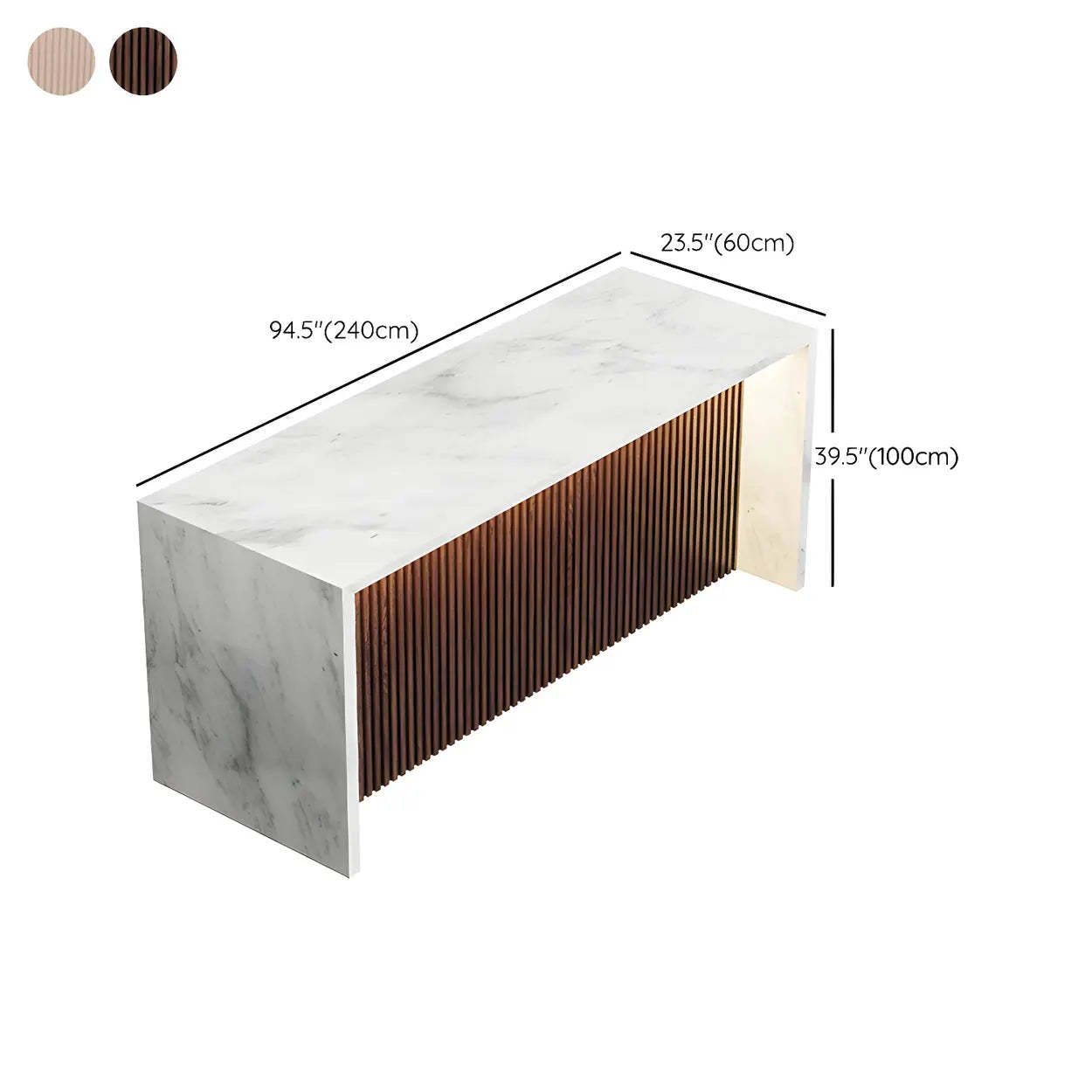 Modern LED White Marble Tall Bar Table — White-Brown / Table Only