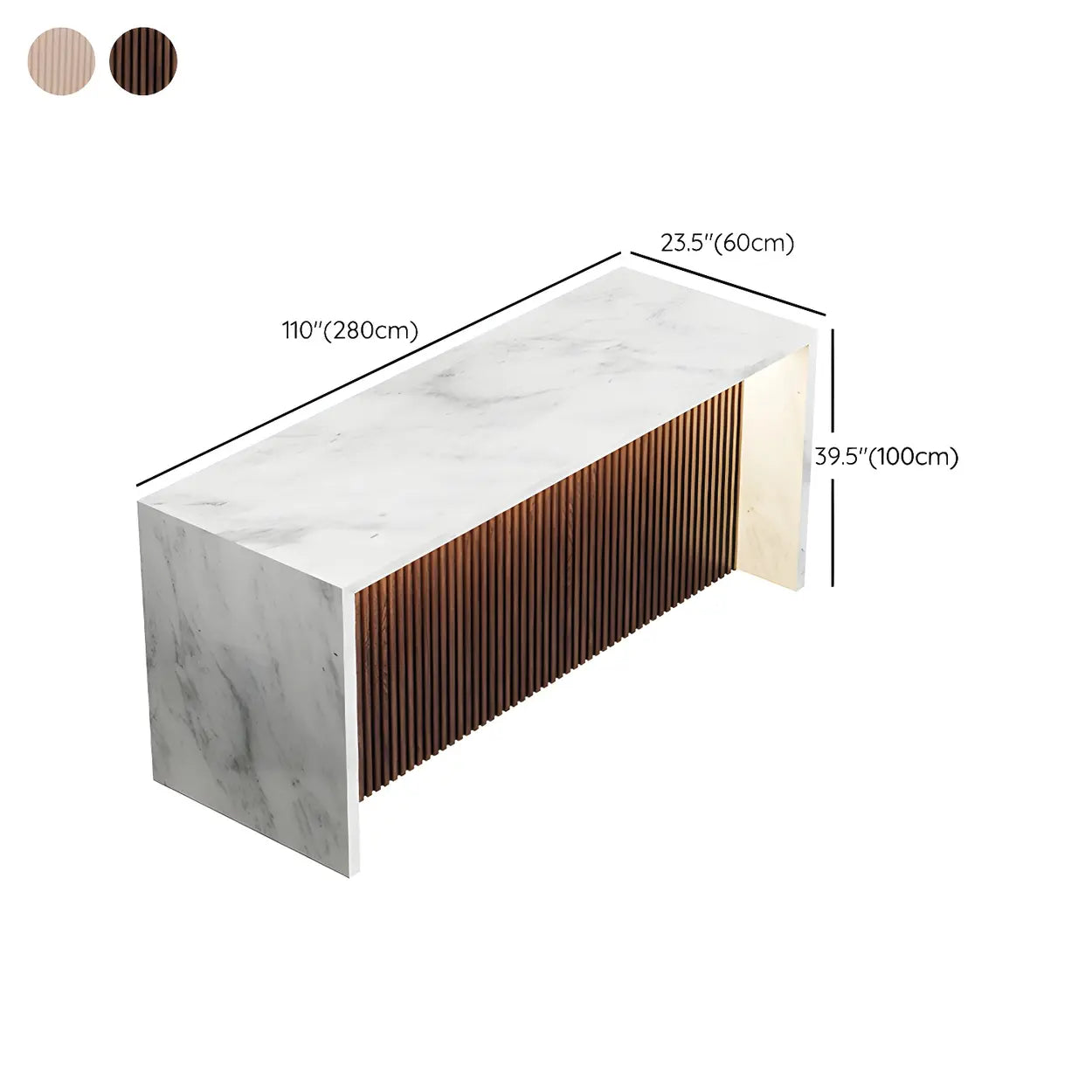 Modern LED White Marble Tall Bar Table — White-Brown / Table Only