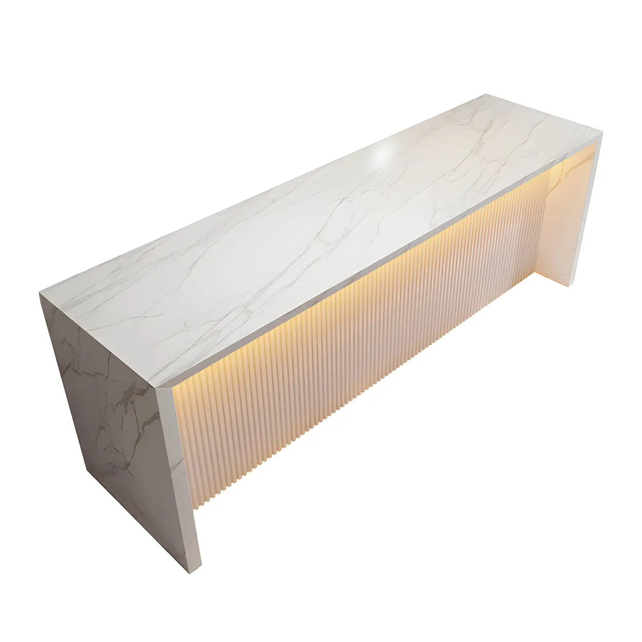 Modern LED White Marble Tall Bar Table — White / Table Only