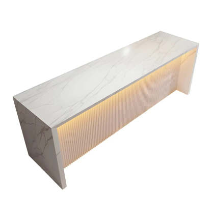 Modern LED White Marble Tall Bar Table — White / Table Only