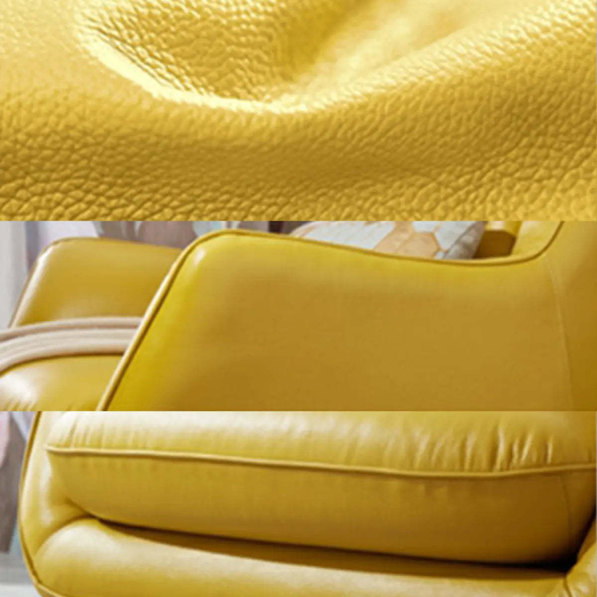 Lemon Yellow Full Grain Cow Leather Mid-Back Arm Chair