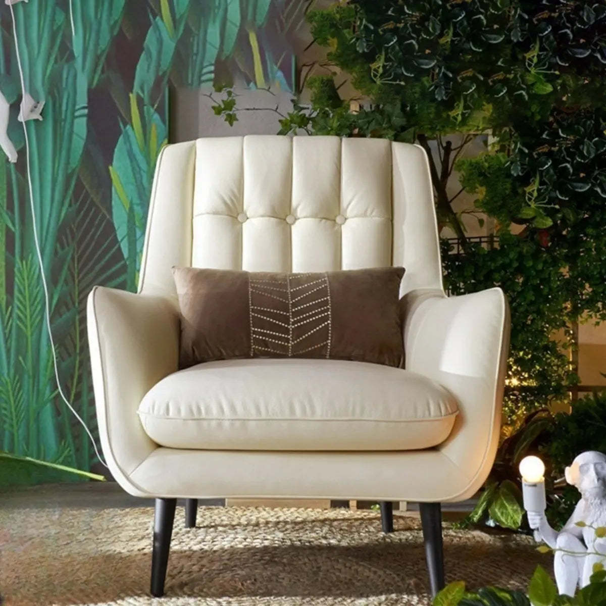 Lighom leather mid-back grain yellow accent chairs
