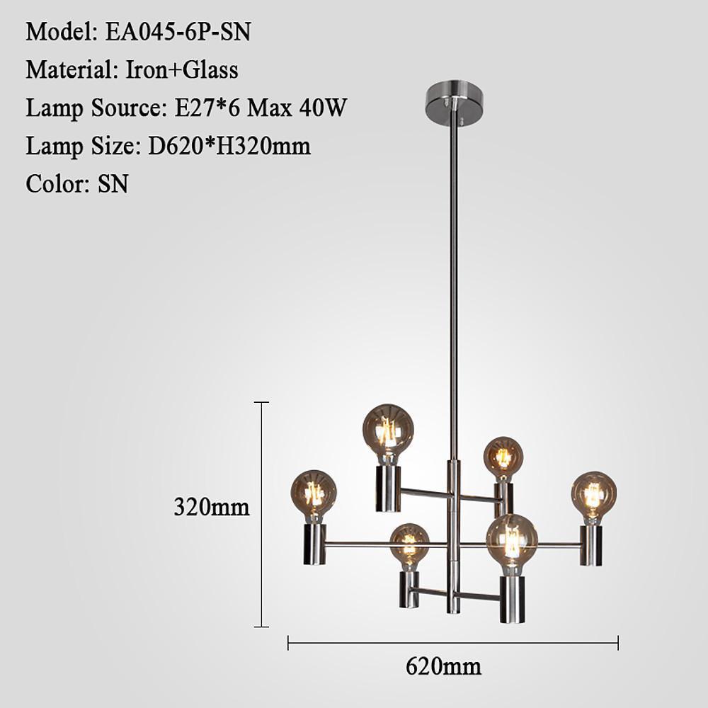 Nordic Style Black Sputnik Chandelier Industrial Mini Chandelier 6 Bulbs-Lighom