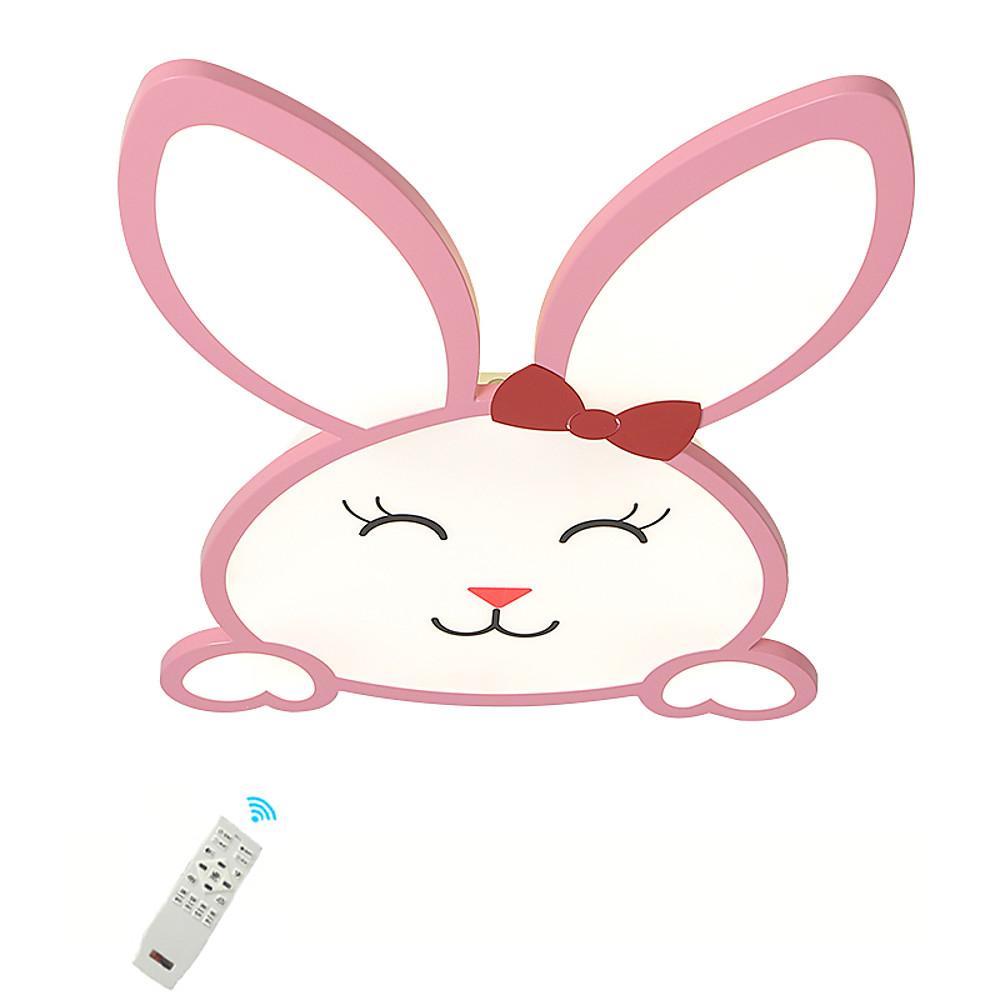 White synthetic bunny kids flush mount lighting — Cool White (6000K)