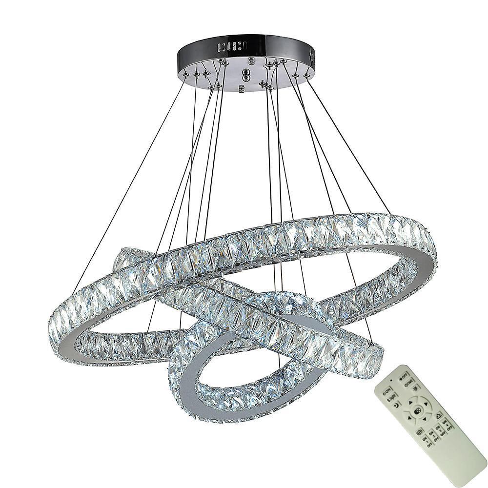 Interwoven Circle Design Chandelier Large Foyer Metal Crystal Ceiling Light-Lighom