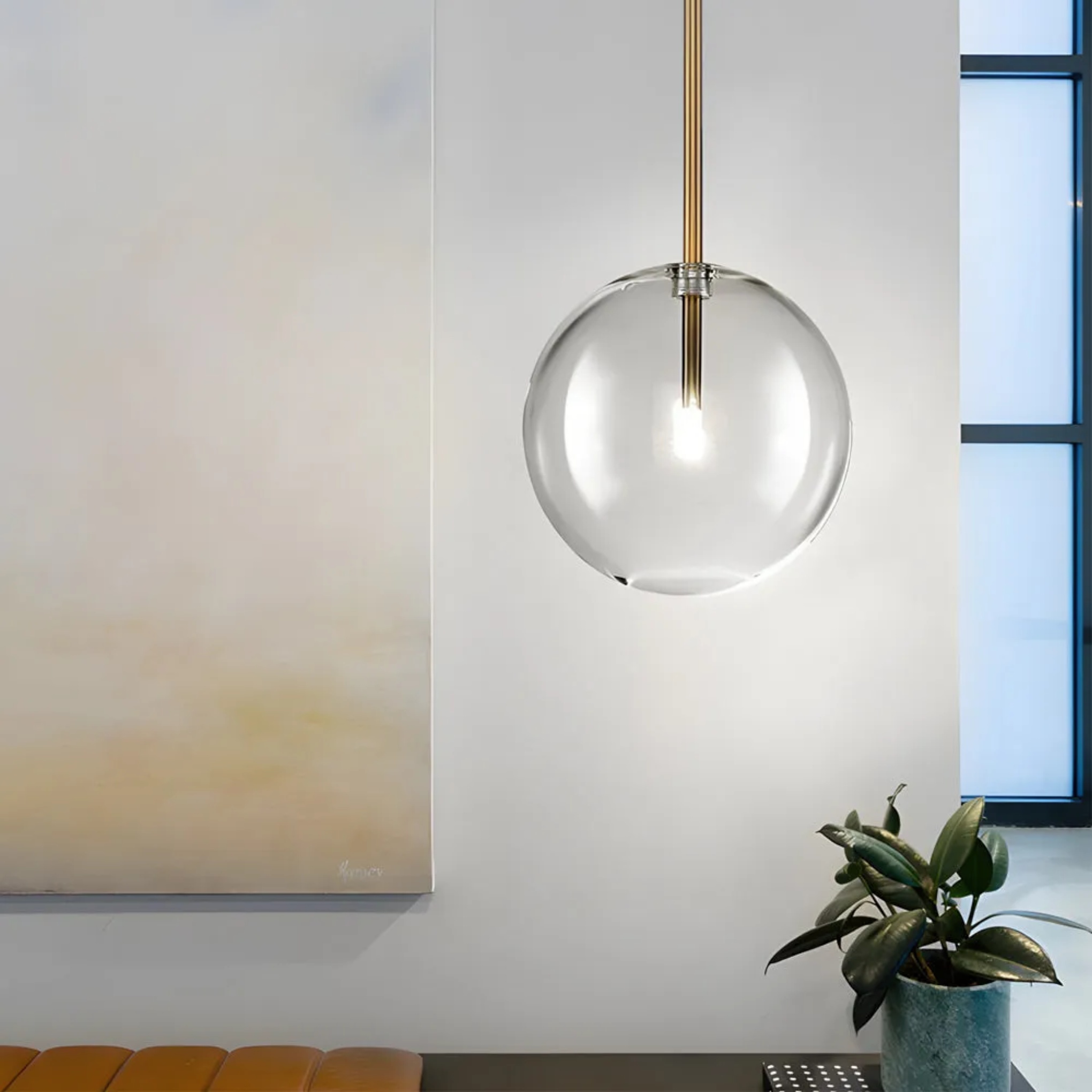 Lighom modern 1-light clear bronze pendant lighting — 5.9" Diameter / Warm White (3000K)