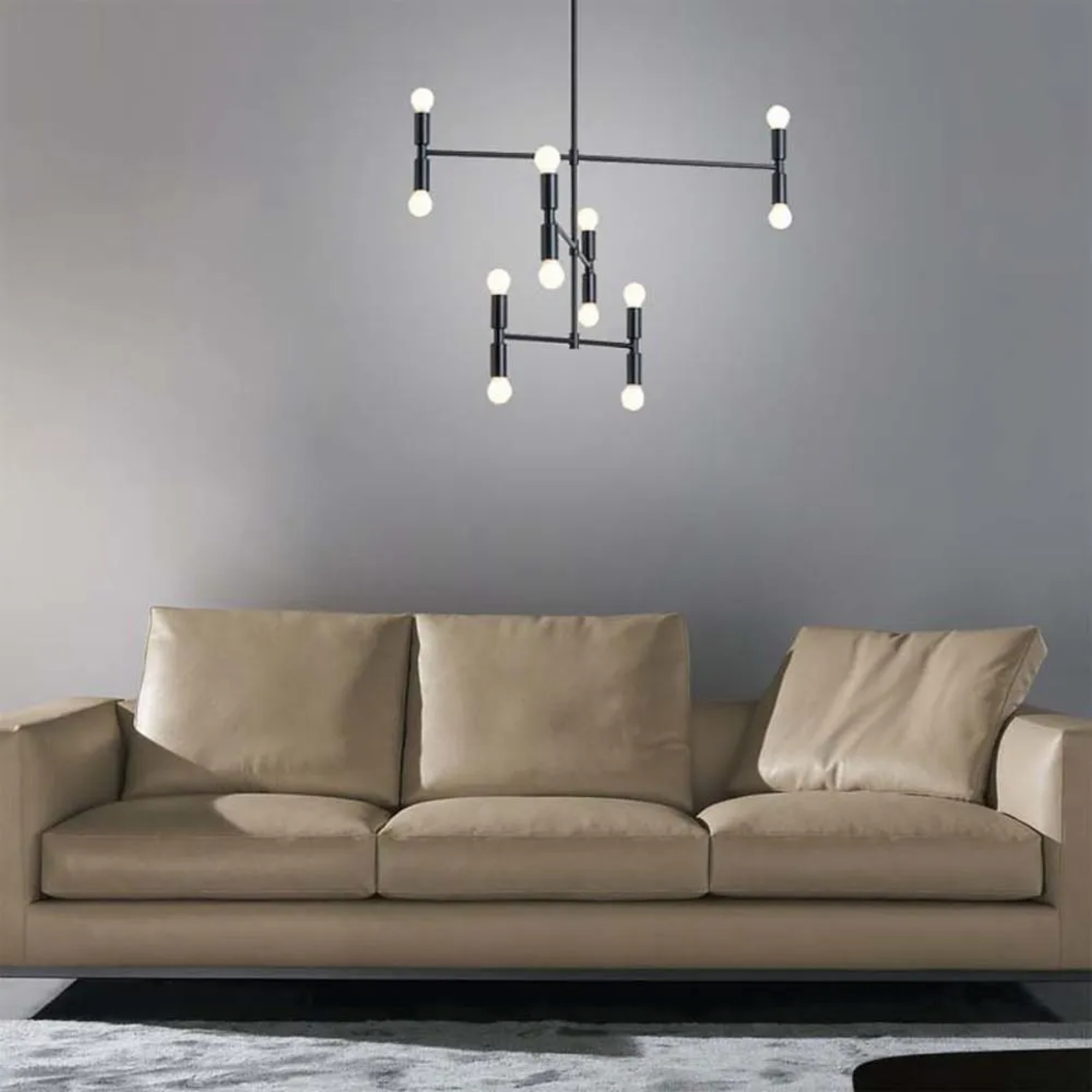 Black glass 12-light chandeliers - modern — Matte Black