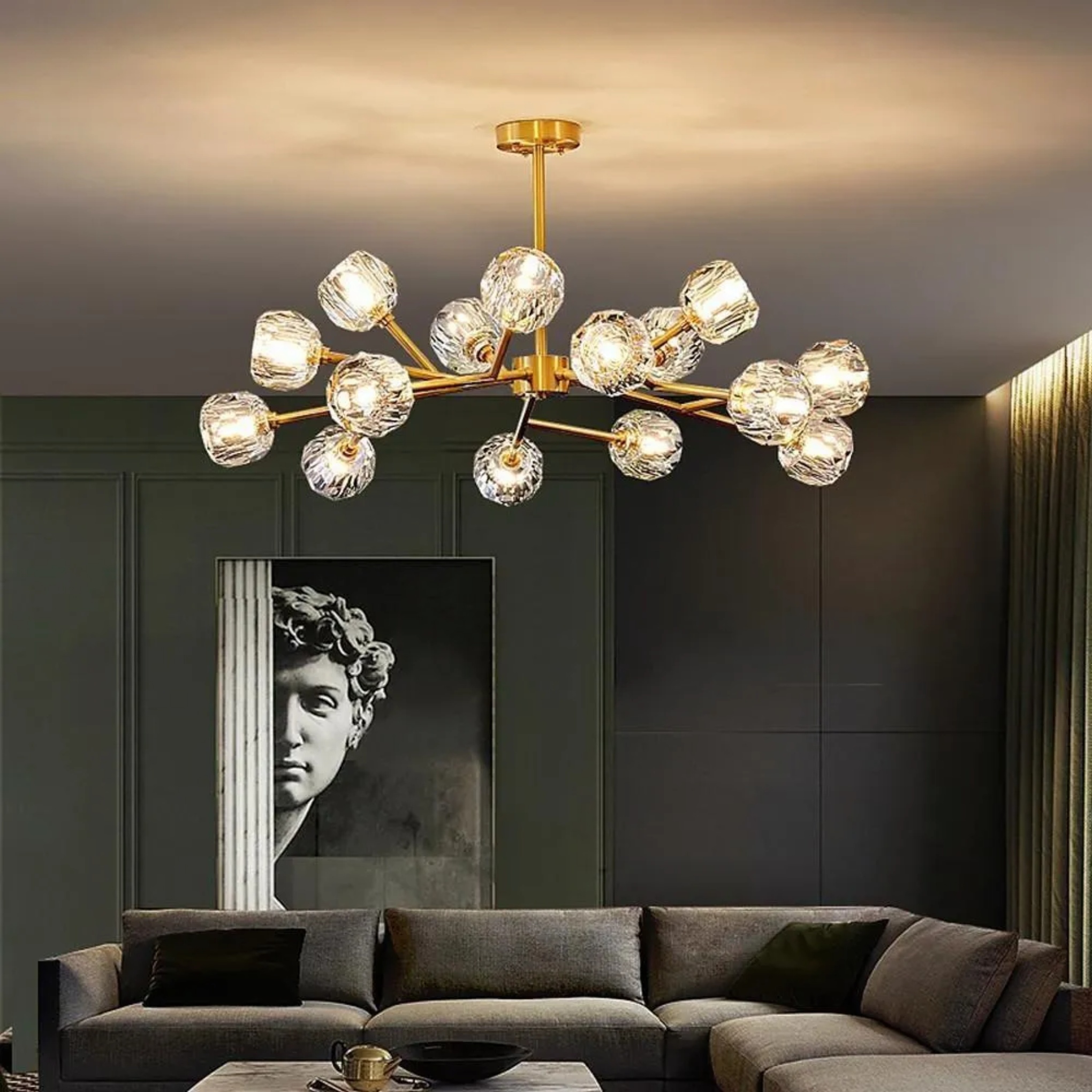 Modern sputnik 15-light chandeliers in copper — Bulb Not Included