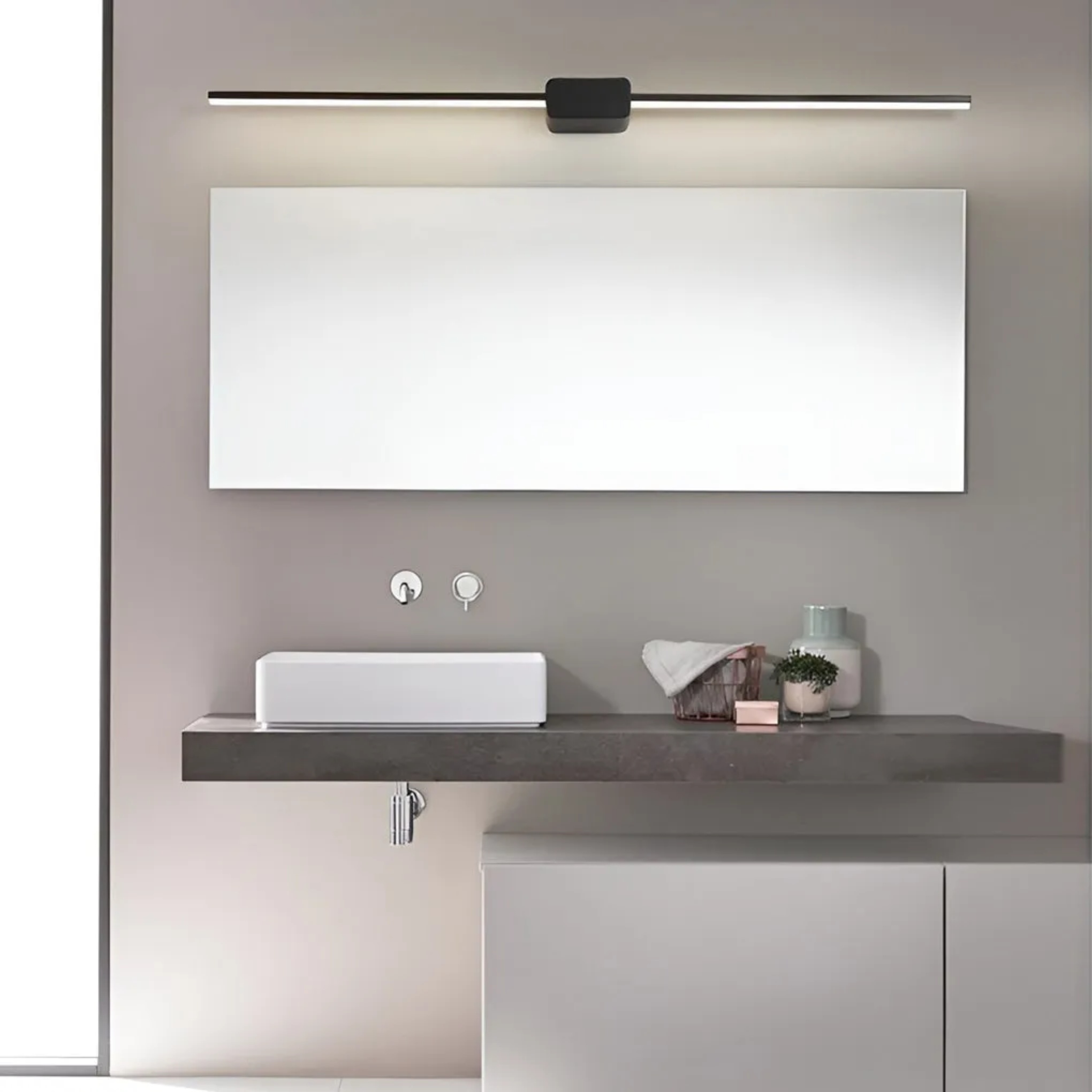 Box linear synthetic bathroom vanity lighting for bathroom — 16" L / Cool White (6000K) / Matte Black