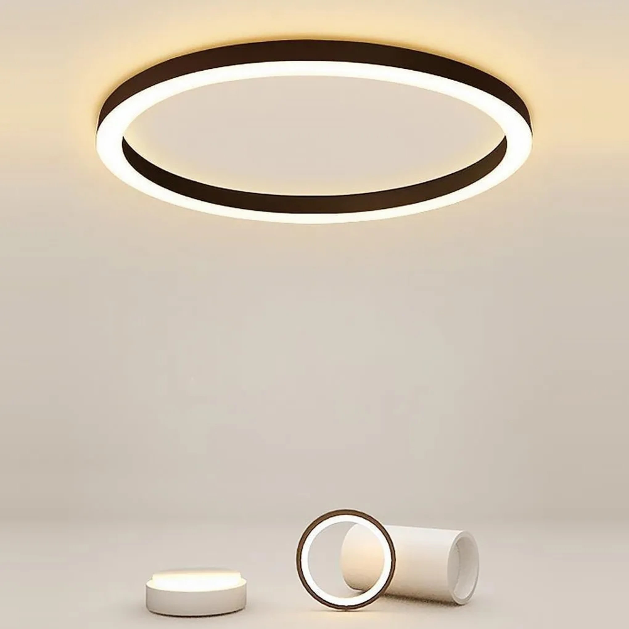 Modern simple circle flush mount lighting in synthetic — Warm White (3000K) / White