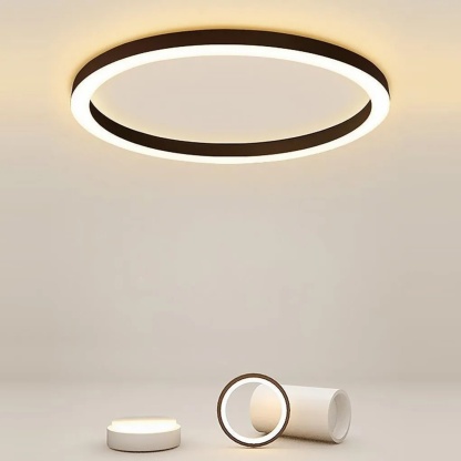Modern simple circle flush mount lighting in synthetic — Warm White (3000K) / White