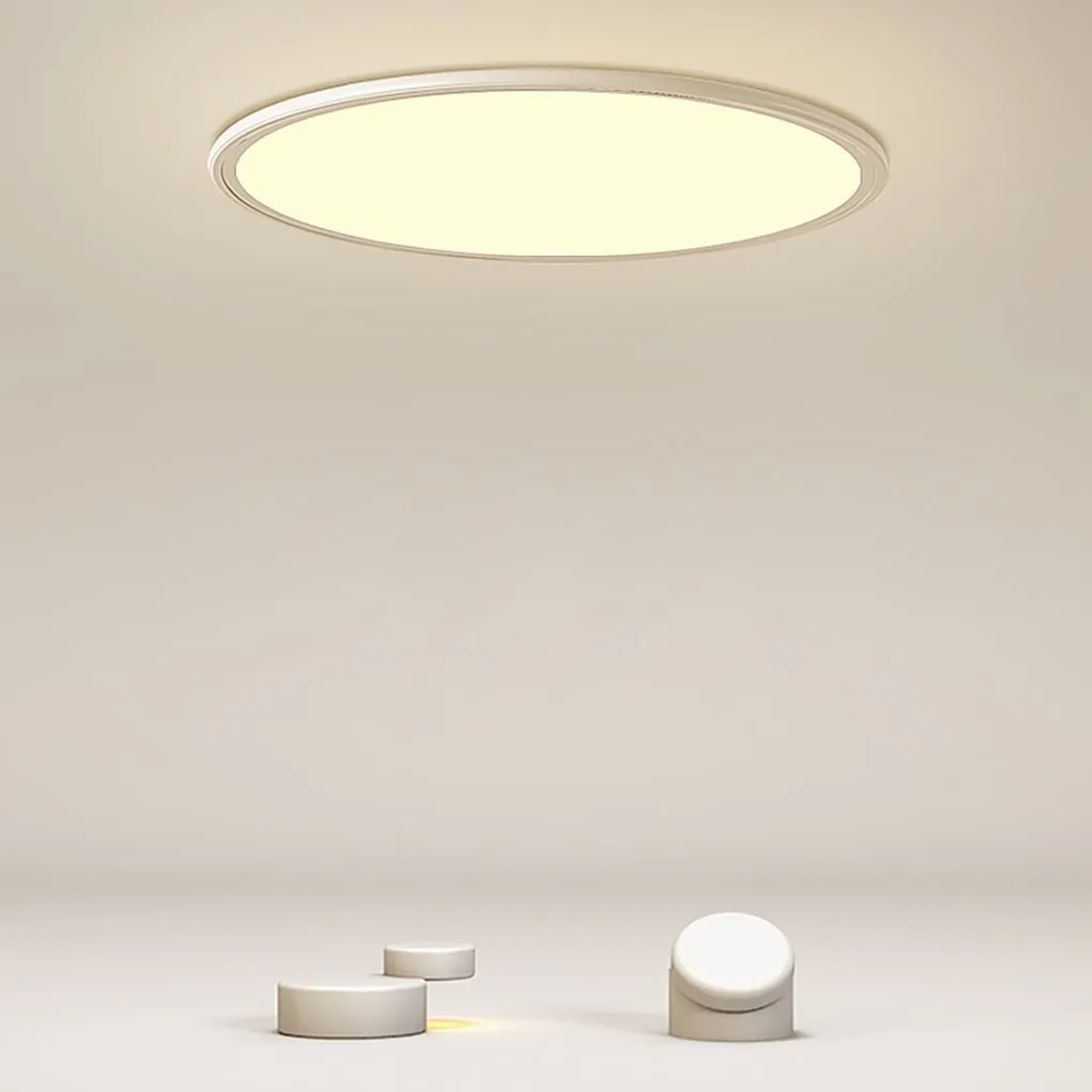 Lighom modern home ultra-thin black flush mount lighting in synthetic — Cool White (6000K) / Matte Black