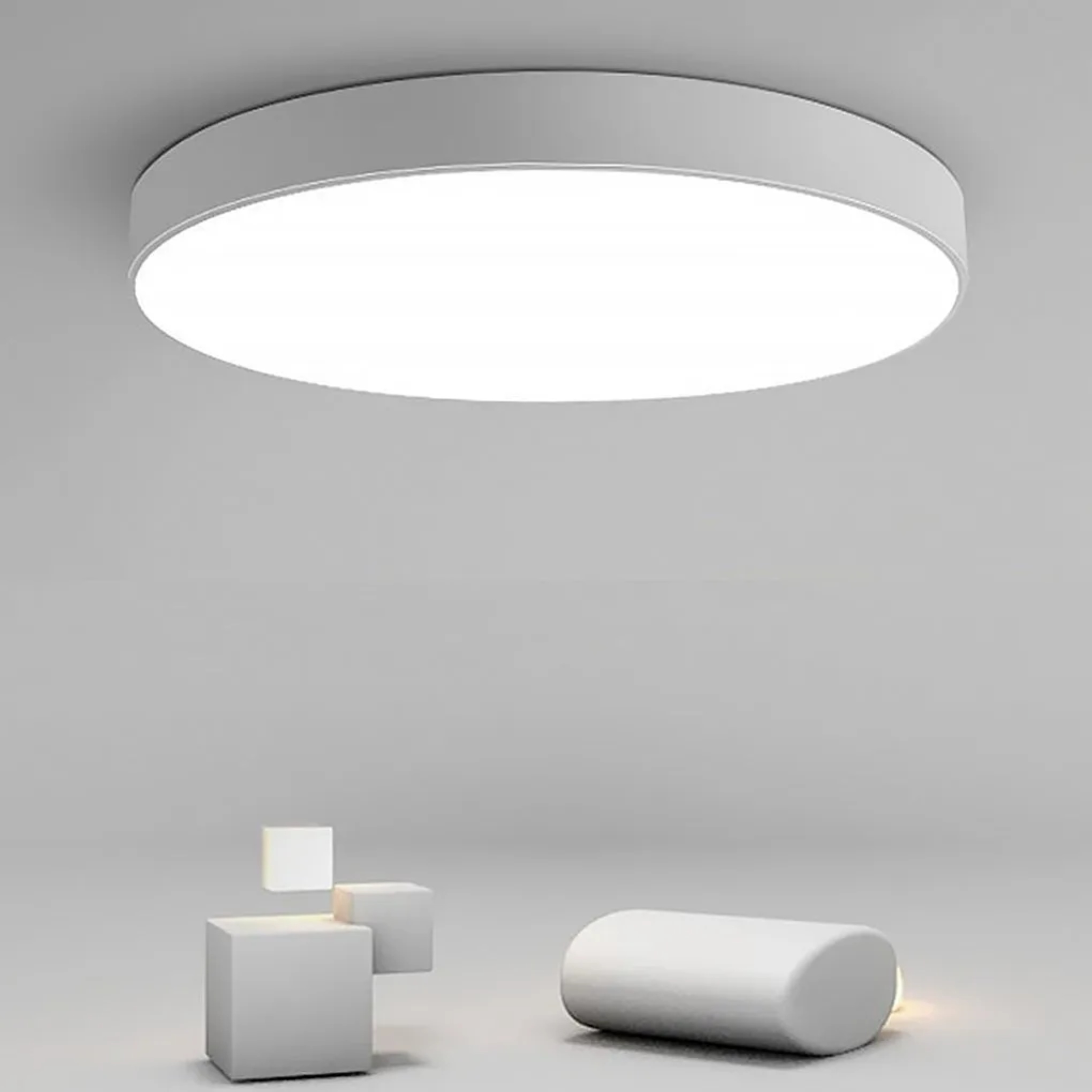 Modern round white synthetic flush mount lighting, Lighom — Cool White (6000K)