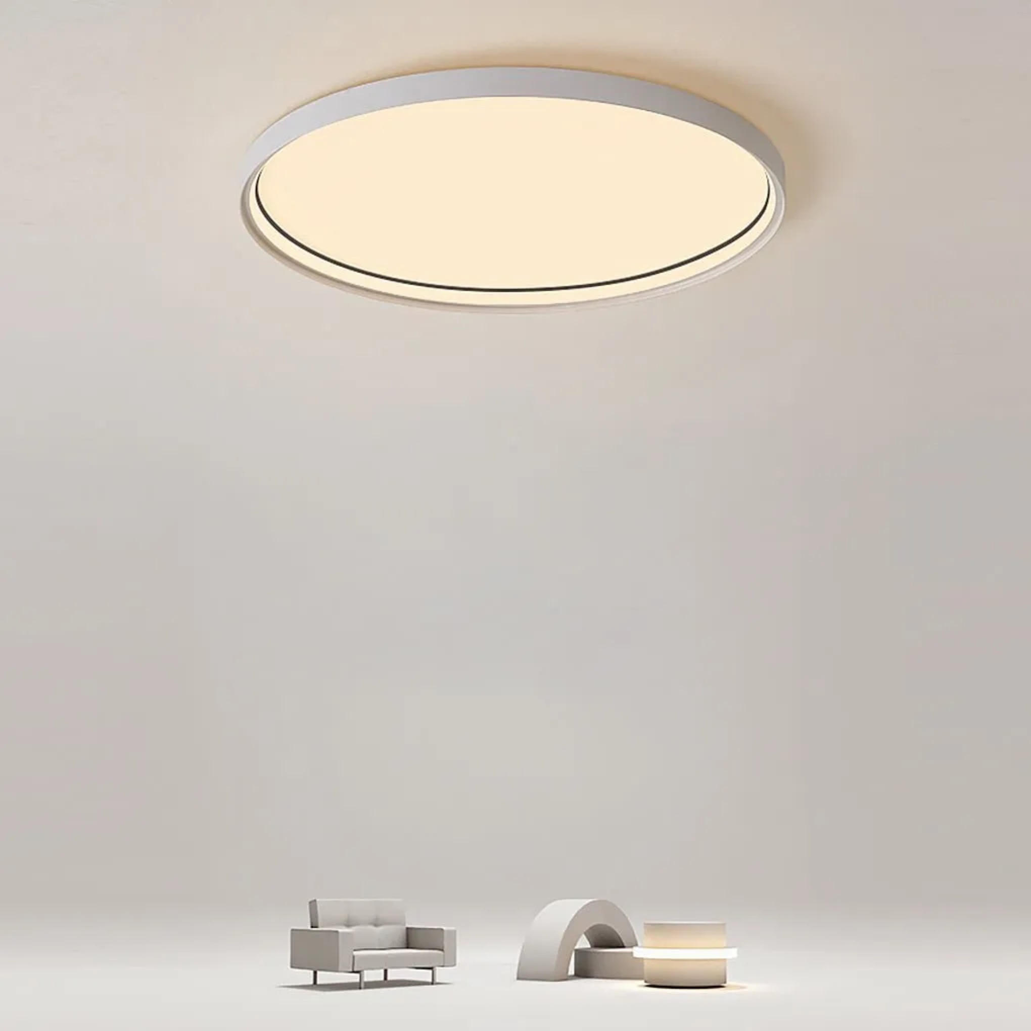 Edge single acrylic flush mount lighting — Cool White (6000K) / White